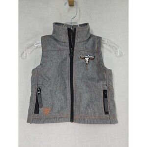 Cowboy Hardware Grey Vest Toddler 2T Embroidered 2 Sides Skull Full Zip Western